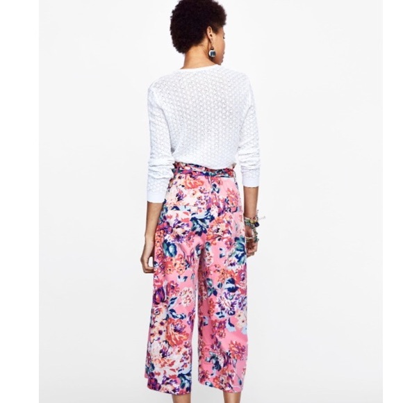 🚫SOLD🚫[ZARA]PAPERBAG WAIST FLORAL PRINT TROUSER - Picture 5 of 8
